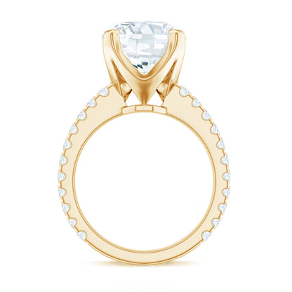 Round 4.4 Carat Moissanite Solitaire Engagement Ring with Side Stones