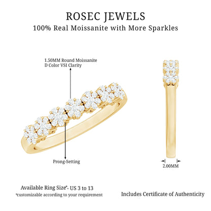 Minimalist Moissanite Flower Wedding Band for Women