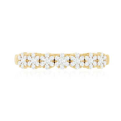 Minimalist Moissanite Flower Wedding Band for Women