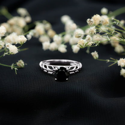 2 Carat Round Lab Grown Black Diamond Solitaire Engagement Ring