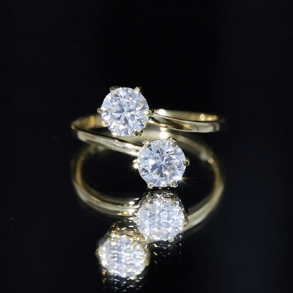 7 MM Round Certified Moissanite Toi et Moi Engagement Ring