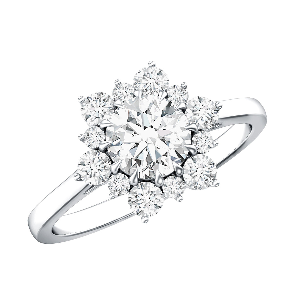 Claw Set Moissanite Halo Engagement Ring with Certificate