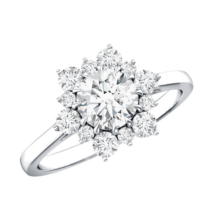 Claw Set Moissanite Halo Engagement Ring with Certificate