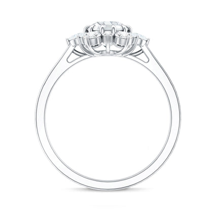 Claw Set Moissanite Halo Engagement Ring with Certificate