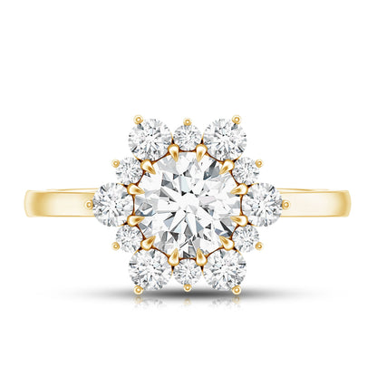 Claw Set Moissanite Halo Engagement Ring with Certificate