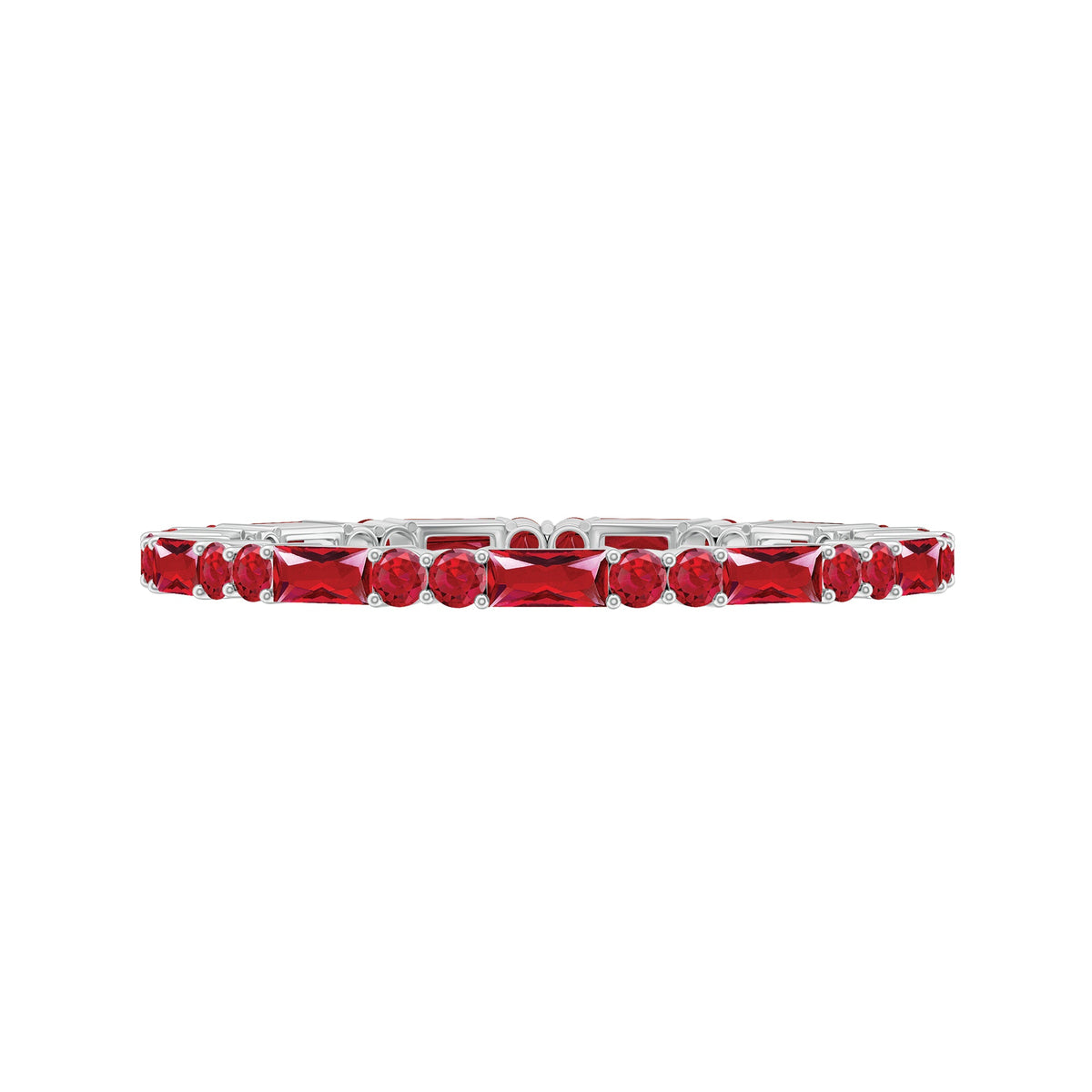 Baguette and Round Lab Created Ruby Eternity Ring