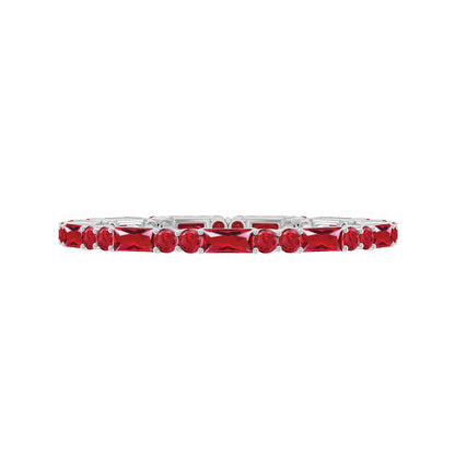 Baguette and Round Lab Created Ruby Eternity Ring