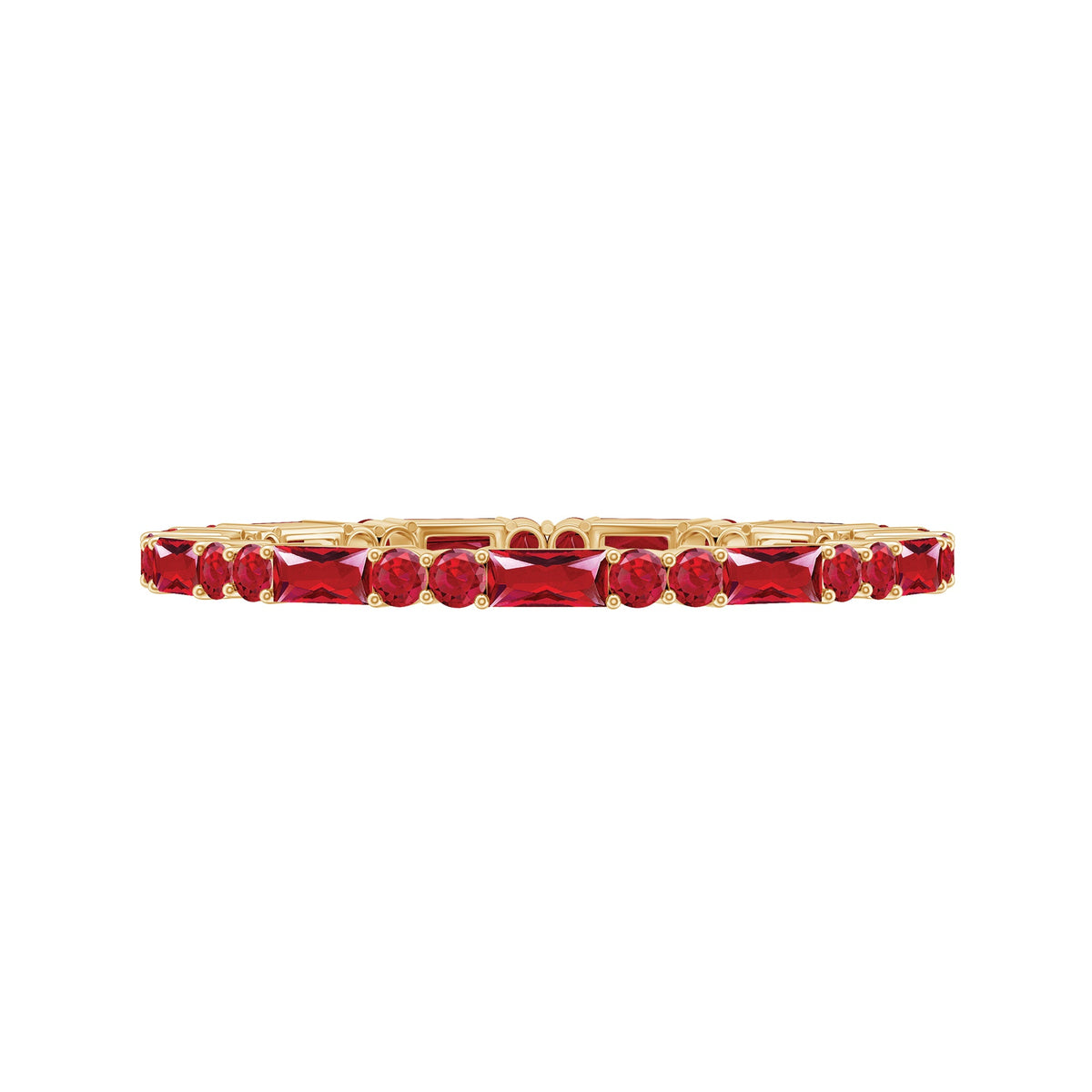 Baguette and Round Lab Created Ruby Eternity Ring