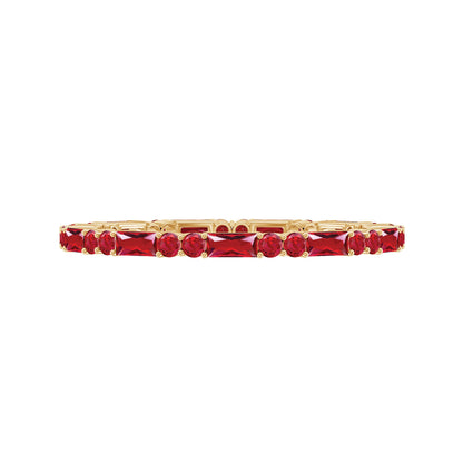 Baguette and Round Lab Created Ruby Eternity Ring