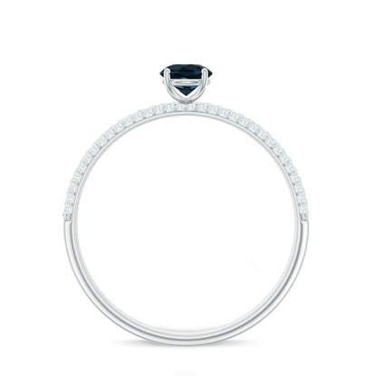 0.6 Carat London Blue Topaz Solitaire Promise Ring with Diamond