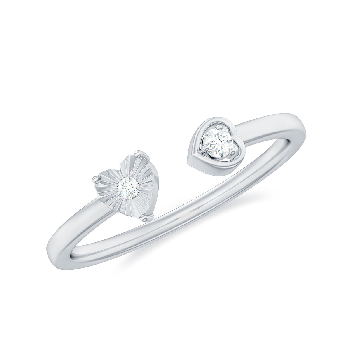 Certified Real Diamond Heart Promise Ring in Cuff Style