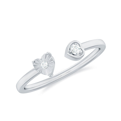 Certified Real Diamond Heart Promise Ring in Cuff Style