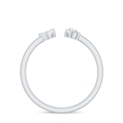 Certified Real Diamond Heart Promise Ring in Cuff Style