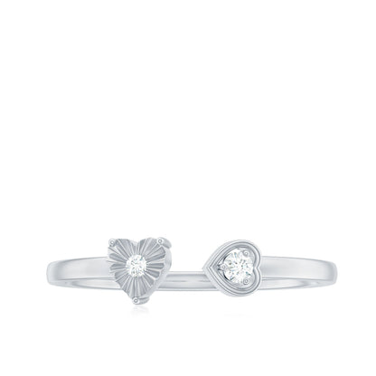 Certified Real Diamond Heart Promise Ring in Cuff Style