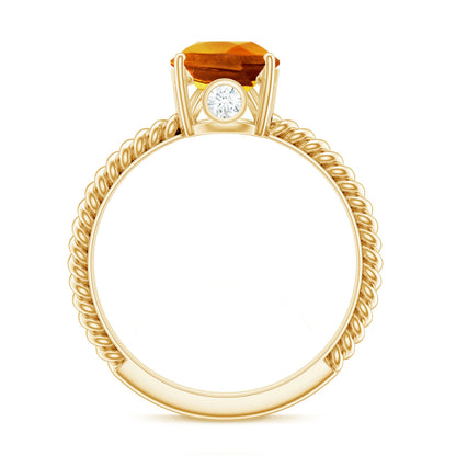2.5 Carat Lab Grown Orange Sapphire Pear Shaped Engagement Ring with Twisted Rope