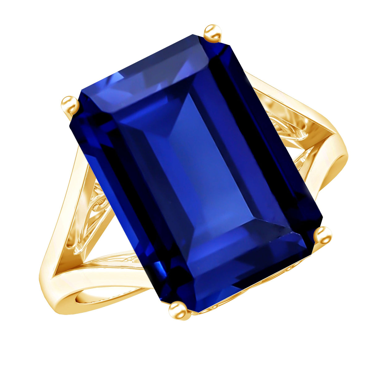 Emerald Cut 9 Carat Lab Created Blue Sapphire Engagement Ring for Women
