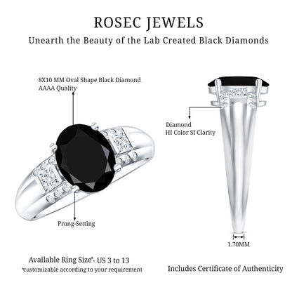 Certified 4.2 Carat Lab Grown Black and White Diamond Statement Engagement Ring