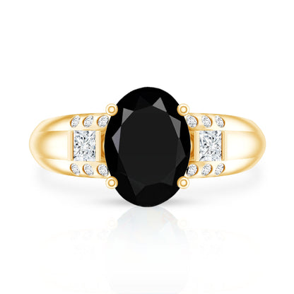 Certified 4.2 Carat Lab Grown Black and White Diamond Statement Engagement Ring