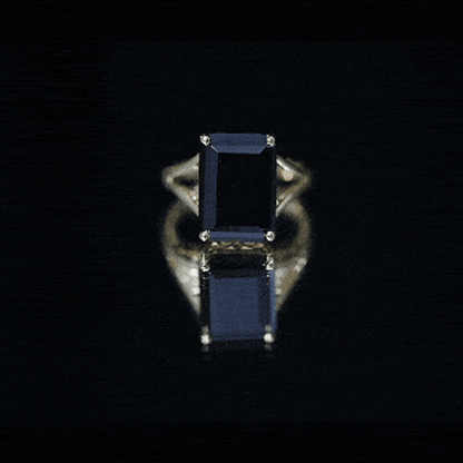 9 Carat Solitaire Lab Grown Black Diamond Emerald Cut Engagement Ring
