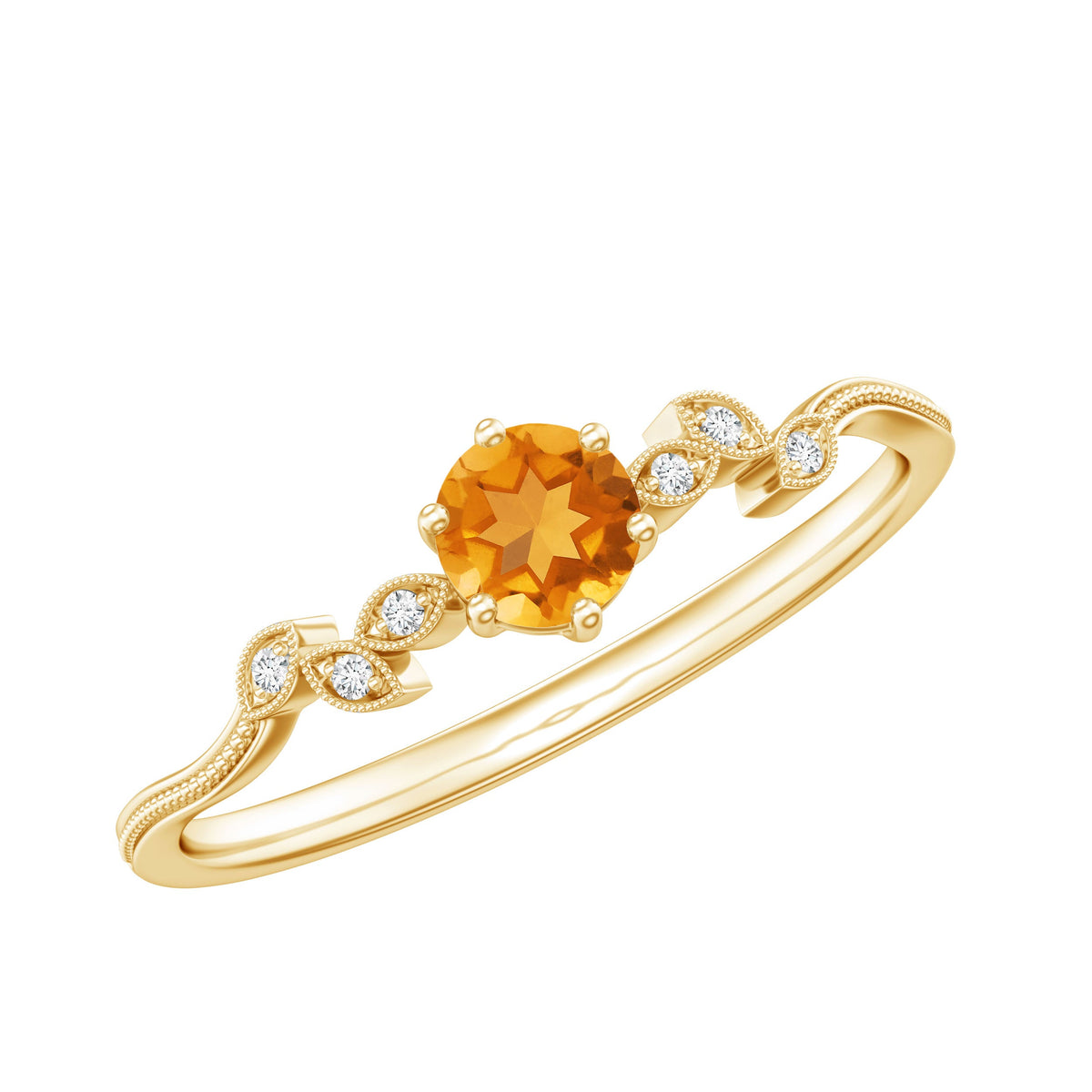 Nature Inspired Citrine and Diamond Proposal Ring for Her