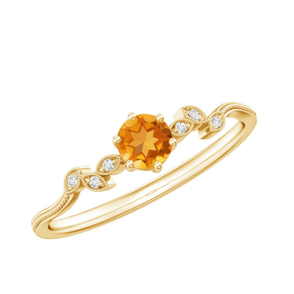 Nature Inspired Citrine and Diamond Proposal Ring for Her