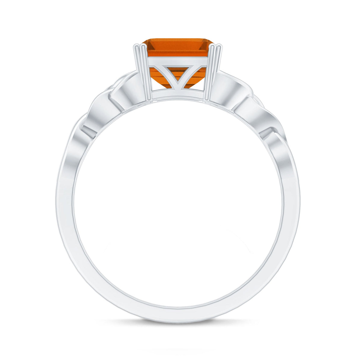 4.8 Carat Asscher Cut Lab Grown Orange Sapphire Engagement Ring with Celtic Knot