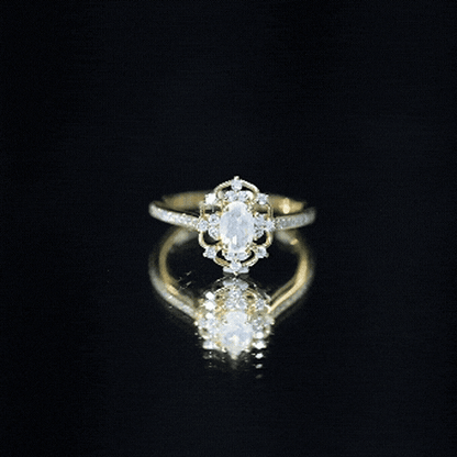 Vintage Looking 0.50 Carat Ethiopian Opal Oval Engagement Ring with Diamond Accent