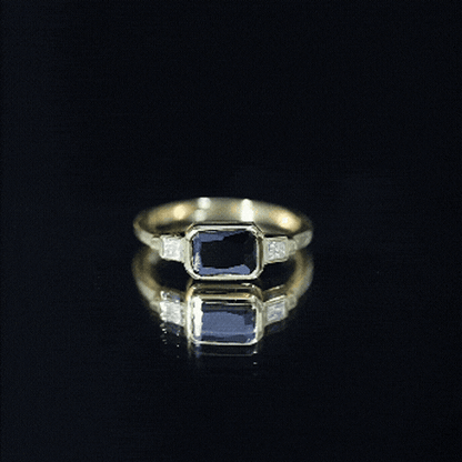 Lab Grown Black Diamond Bezel Set Engagement Ring For Women
