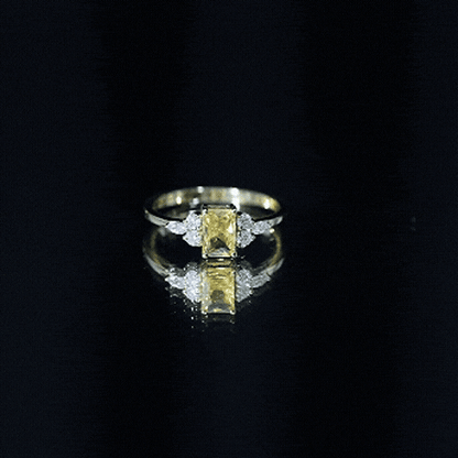 0.75 Carat Emerald Cut Lab Created Yellow Sapphire Promise Engagement Ring
