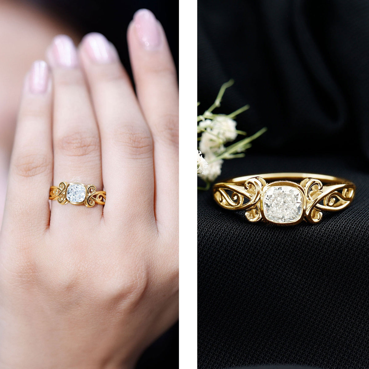 1.7 Carat Lab Grown Diamond Cushion Engagement Ring