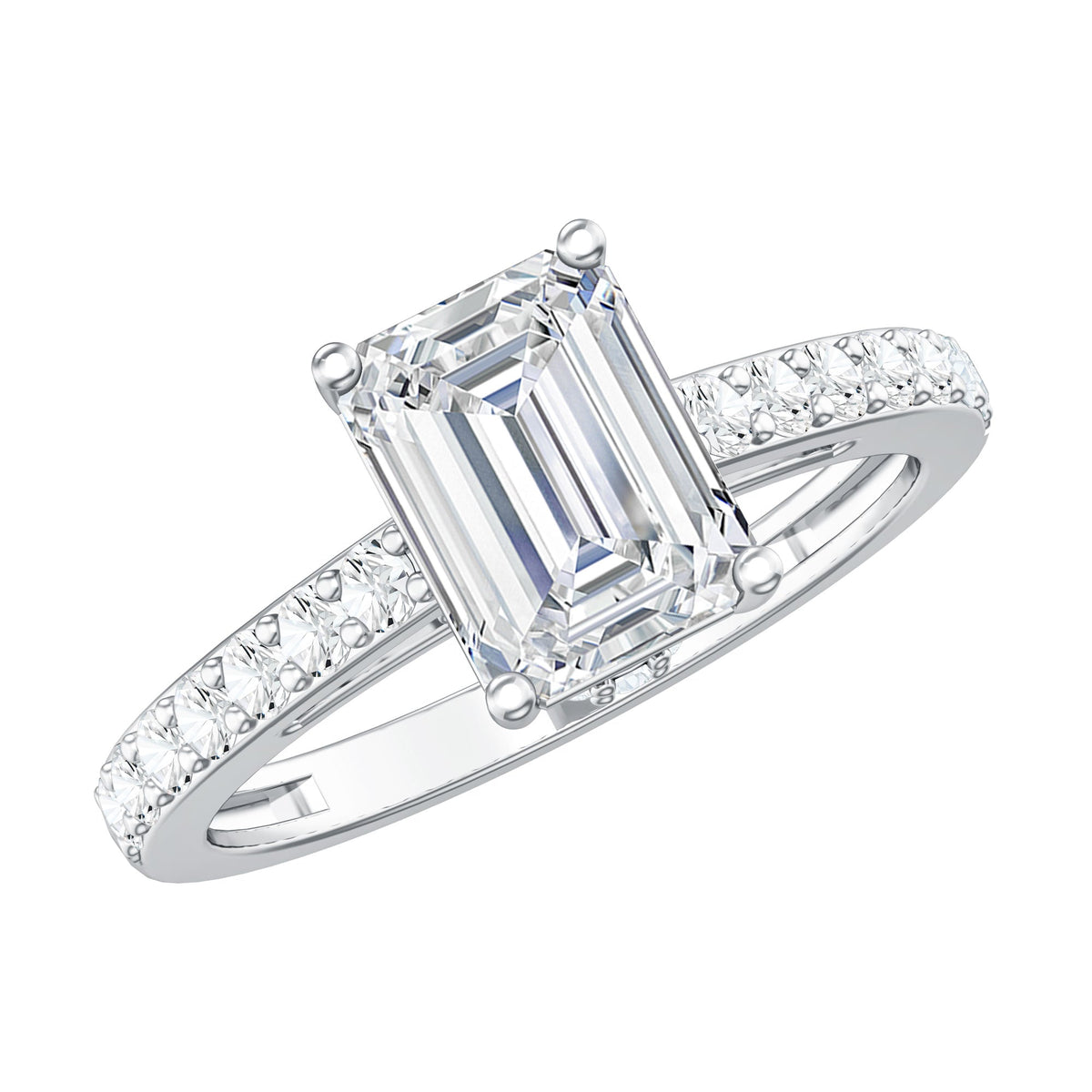 Diamond Emerald Cut Engagement Ring With Hidden Halo