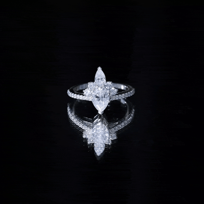 Lab Grown Diamond Unique Engagement Ring with Side Stones