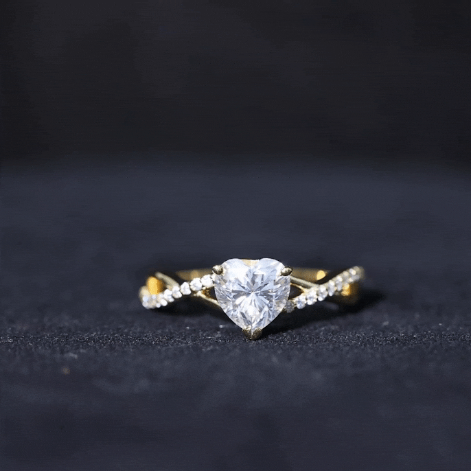 Lab Created Diamond Heart Crossover Engagement Ring