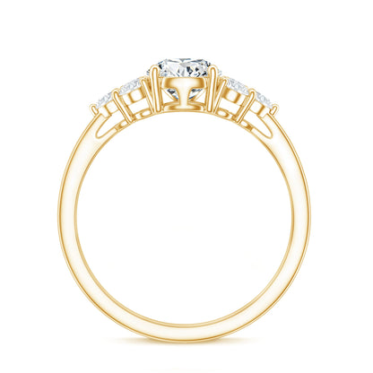 Lab Grown Diamond Teardrop Engagement Ring With Round Shape Trio
