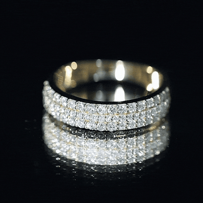 Certified Lab Grown Diamond 3 Row Wedding Band