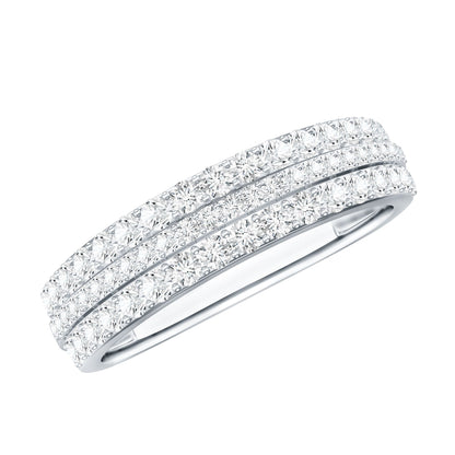 Certified Lab Grown Diamond 3 Row Wedding Band