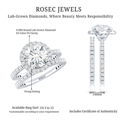 Lab Grown Diamond Halo Bridal Ring Set for Women