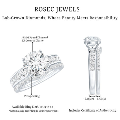 Certified Lab Diamond 2 Carat Round Engagement Ring with Enhancer