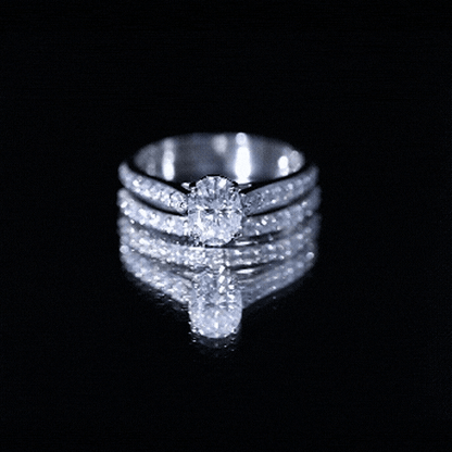 1 Carat Oval Lab Created Diamond Solitaire Engagement Ring Set for Women