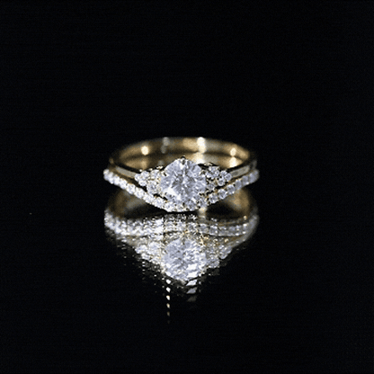 Certified Diamond Bridal Ring Set with Curved Band