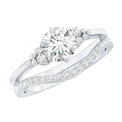 Certified Diamond Bridal Ring Set with Curved Band