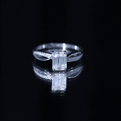 Certified Emerald Cut Diamond Infinity Engagement Ring