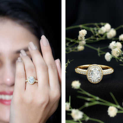 1.2 Carat Oval Lab Grown Diamond Halo Engagement Ring