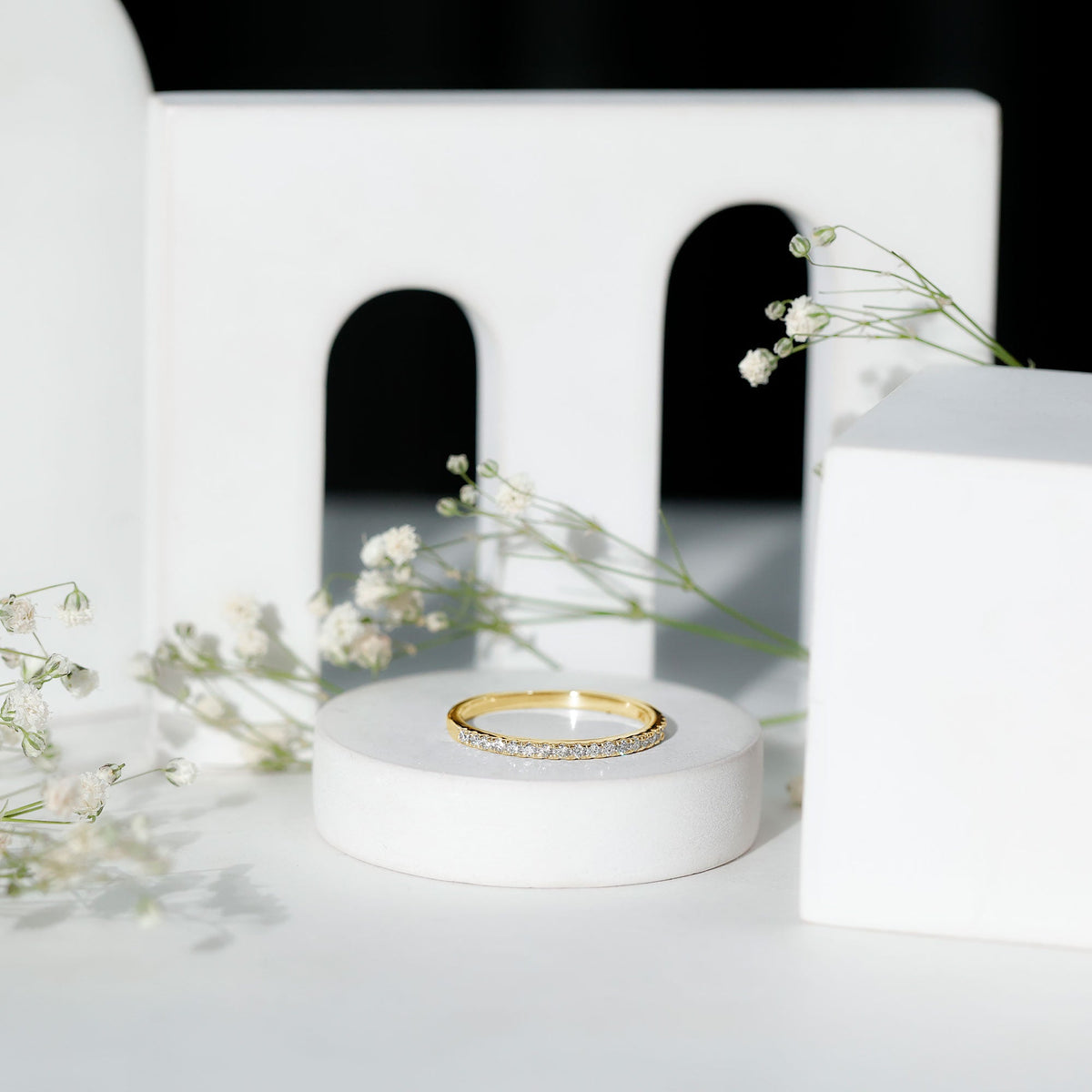 Lab Created Diamond Simple Eternity Ring in Pave Setting
