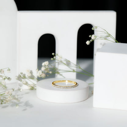 Lab Created Diamond Simple Eternity Ring in Pave Setting