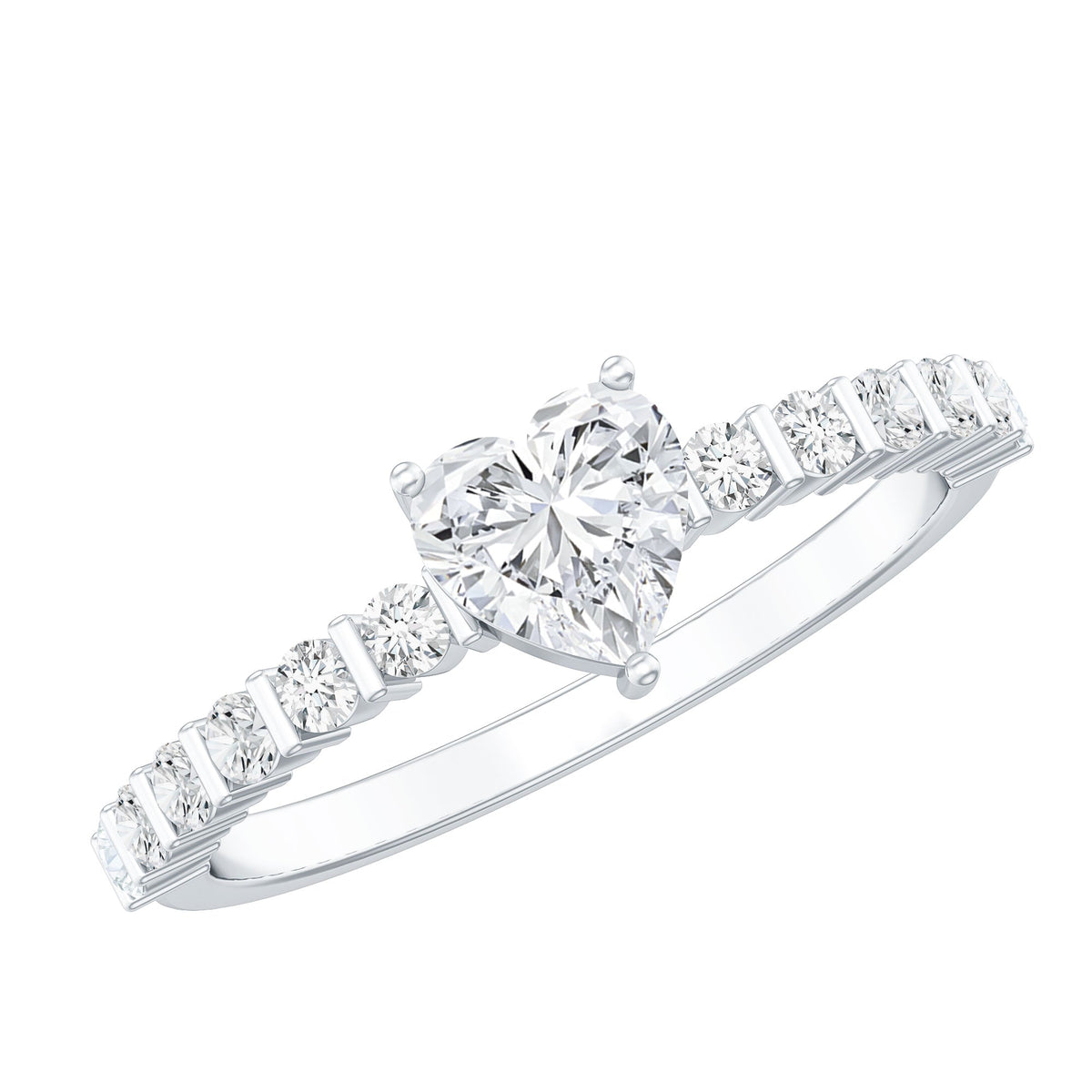 Lab Grown Diamond Heart Promise Ring With Side Stones