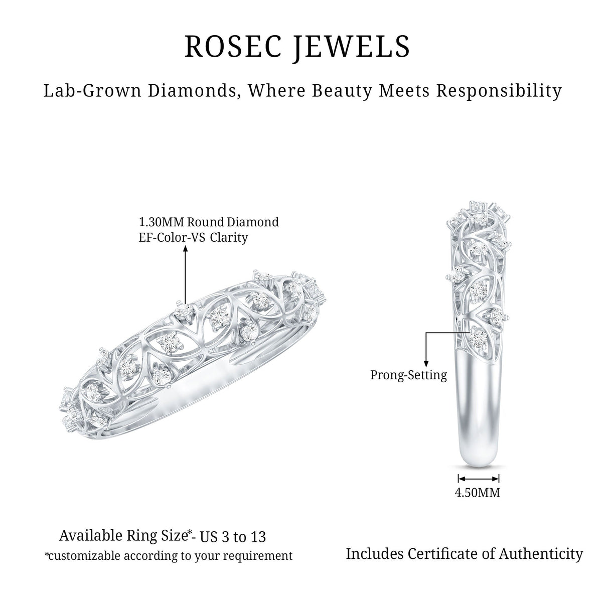 Designer Lab Grown Diamond Wedding Band For Women