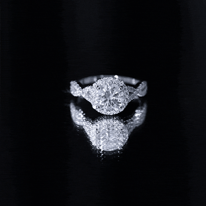 Criss Cross Lab Grown Diamond Halo Engagement Ring For Women