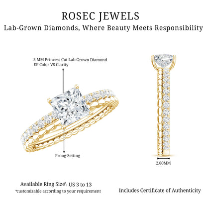 Princess Cut Lab Grown Diamond Promise Ring With Certificate