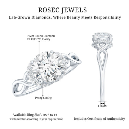 1.2 Carat Round Lab Created Diamond Solitaire Infinity Ring for Her